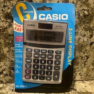 Casio MS-300M Standard Function Calculator, 8-digit, 3-line display, dual power